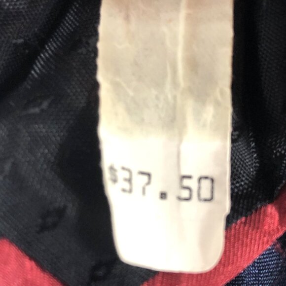 Bugatti Tie 100% Italian Silk Red Navy Geometric Color Block Art Deco - Picture 8 of 8